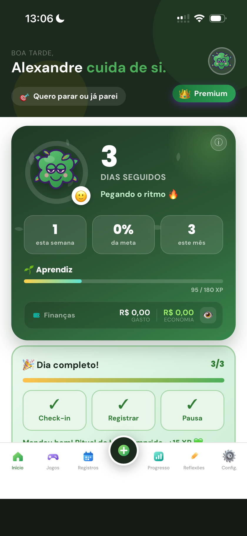 Tela inicial do app