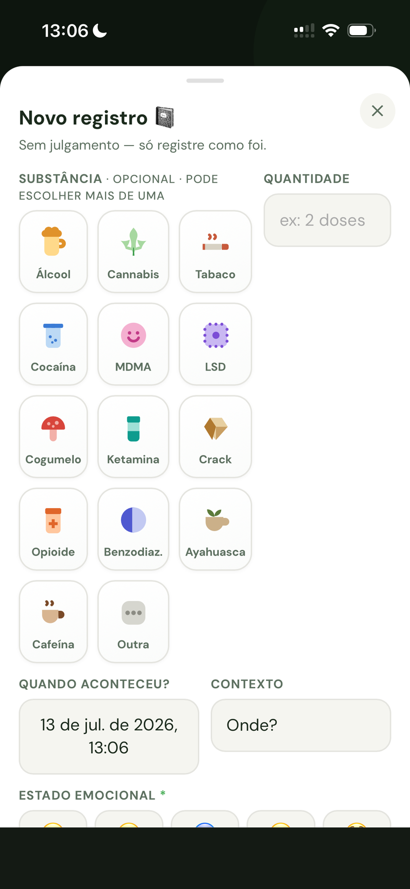 Tela de registro